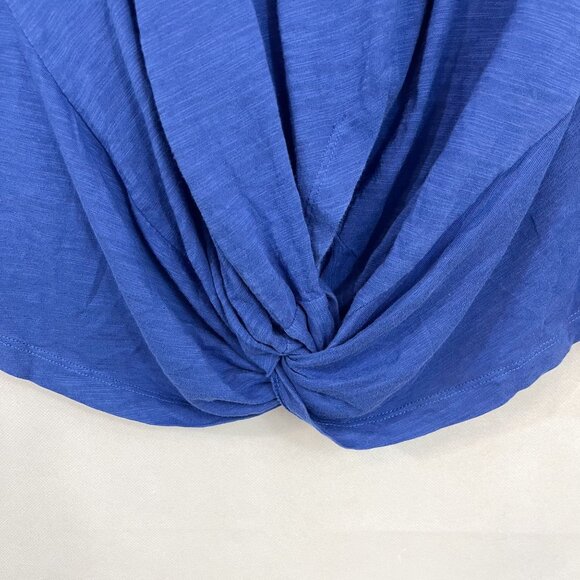 Lisa Todd Blue T-Shirt Solid Twist Front Short Sleeve Crew Neck Casual Medium - Picture 4 of 6